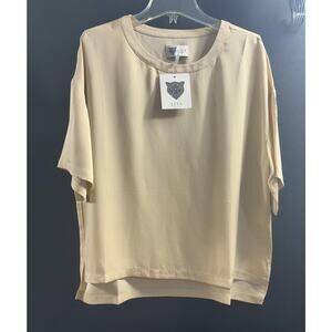 LITA by Ciara NWT 100% Silk Top‎ Oversized Warm Sand Size Medium MSRP $198